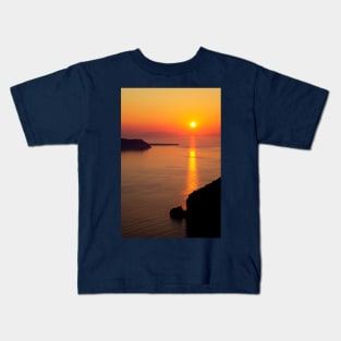 Golden Sunset On Santorini Island Kids T-Shirt